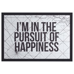 Amazon Brand – Rivet Modern Pursuit of Happiness Word Art Framed Mirror, Black Frame, 22" x 32"