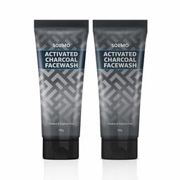 Amazon Brand - Solimo Charcoal Facewash with Scrub (Pack of 2)