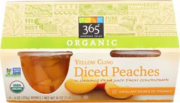 365 Everyday Value, Organic Yellow Cling Diced Peaches in Organic Pear Juice from Concentrate (4 - 4 oz bowls), 16 oz