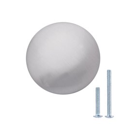 AmazonBasics Round Flat Cabinet Knob, 1.24" Diameter, Satin Nickel, 25-Pack