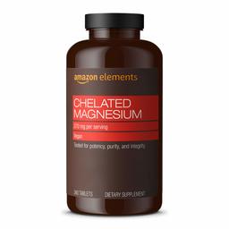 Amazon Elements Chelated Magnesium, 270 mg per Serving (2 Tablets), Vegan, 240 Tablets (Packaging may vary)