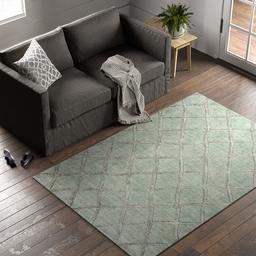 Amazon Brand – Stone & Beam Modern Textured Pattern Farmhouse Wool Area Rug, 5' x 7' 6", Aqua