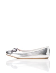 Red Wagon Girls' Metallic Bow Ballet Flats, Silver, 1 us Little Kid