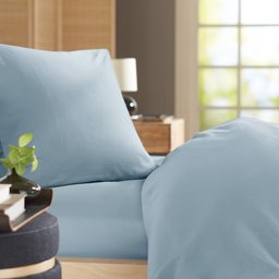 Pinzon Ultrasoft 300 Percale Cotton Duvet Cover Set – Blue – Sky Blue