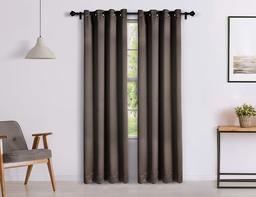 Amazon Brand - Solimo Room Darkening Blackout Door Curtain, 7 Feet, Set of 2 (Brown)