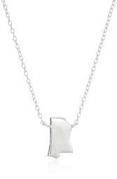Sterling Silver Stationed Mini State Mississippi Pendant Necklace, 16"+2" Extender