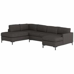 Amazon Brand – Rivet Edgewest Low Back Modern Left U-Sectional, 117"W, Slate Brown