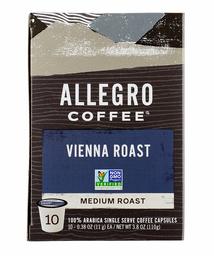 Allegro Coffee Vienna Roast Coffee Capsules, 3.8 oz, 10 ct