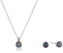 [Find] Amazon Collection Sterling siruba-settoraundomisutexikkutopa-zu Round Pendant 18 " Round misutexikkutopa-zusutaddopiasuzyueri- (5.4 cttw)