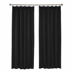 UMI by Amazon Rideaux Noir Salon Occultant Isolants Thermique avec Galon Fronceur Rideau Chambre Enfant Opaques 2 Pièces 140x260cm