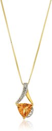 Sterling Silver Trillion-Cut Citrine and Diamond Accent Pendant Necklace, 18"