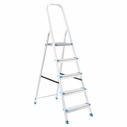 AmazonBasics Folding Step Ladder - 5-Step, Aluminum, Lightweight, Silver