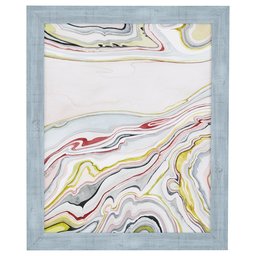Amazon Brand – Rivet Mid Century Modern Marbled Abstract Geode I Print Framed Wall Art Decor - 19" x 23" Frame, Cool Wood-Tone