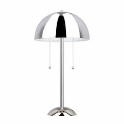 Amazon Brand – Rivet Modern Metal Dome-Shaped Table Lamp with Dual Pull Chain Switches, LED Bulbs Included, 21"H, Chrome