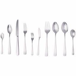 AmazonBasics 45-Piece Stainless Steel Flatware Set with Square Edge, Service for 8