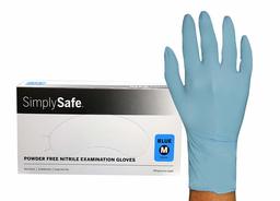 SimplySafe Nitrile Exam Grade Disposable Gloves, Blue, 3.6 mil, 200 per box/10 Boxes per case, Medium, Case of 2,000