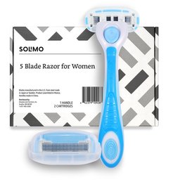 Solimo 5-Blade Razor for Women, Handle & 2 Cartridges (Cartridges fit Solimo Razor Handles only)