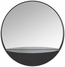 Amazon Brand - Rivet Modern Round Hanging Mirror with Shelf, 18" Diameter, Black