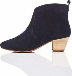 Amazon Brand - find. Leather Western Ankle Boot, Blue (Navy), US 5
