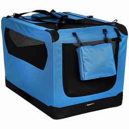 AmazonBasics Premium Folding Portable Soft Pet Dog Crate Carrier Kennel - 36 x 24 x 24 Inches, Blue