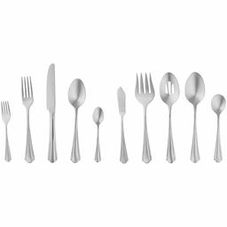 AmazonBasics Stainless Steel Flatware Set with Scalloped Edge, 65
