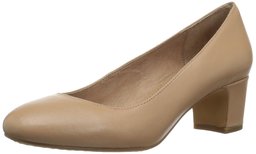 Amazon Brand - 206 Collective Women's Merritt Round Toe Block Heel Pump-Low, Neutral leather, 11.5 B US