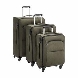 AmazonBasics Urban Softside Spinner Luggage, 3-Piece Set, Green