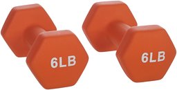 AmazonBasics Neoprene Dumbbell Hand Weights, 6 Pound Each, Orange - Set of 2