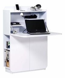 Amazon Brand - Movian Mjøsa 2-Door Space-Saving Secretary Desk with Side Storage Compartments, 80 x 28 x 119cm, White