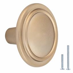 AmazonBasics Straight Top Ring Cabinet Knob, 1.25 Inch Diameter, Golden Champagne, 25-Pack