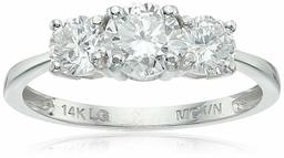 Women's IGI Certified Lab Grown Diamond Anniversary Ring in 14k White Gold (1.0 cttw, I-J Color, SI1-SI2 Clarity), Size 5, One Size