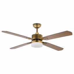 Amazon Brand – Rivet Remote-Controlled Ceiling Fan with Light, 52" Diameter, Brass