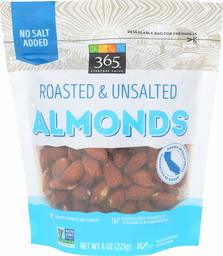 365 EVERYDAY VALUE Unsalted Roasted California Almonds, 8 OZ