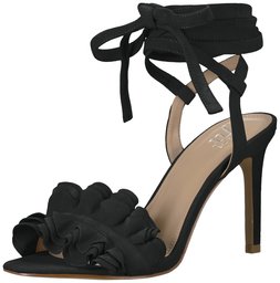 Amazon Brand - The Fix Women's Cantu Ruffle Ankle Wrap Dress Sandal, Black, 8.5 B US