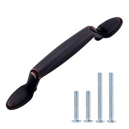 AmazonBasics Spoon Foot Cabinet Handle, 5.12" Length/3" Hole Center, Oil -Available Bronze, 10 Pack