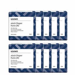 Amazon Brand - Solimo Adult Diaper Pants - 10 Count (Medium) - Waist Size 60-110 cm (24" - 44") - Pack of 10