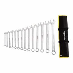 AmazonBasics V-Groove Combination Wrench Set - SAE, 14-Piece (Renewed)