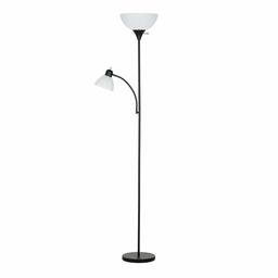 Amazon Brand – Ravenna Home Traditional Metal Torchiere Floor Lamp with Reading Light, LED Bulbs Included, 72"H, Black