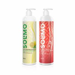 Amazon Brand - Solimo Anti Dandruff Shampoo with Tulsi and Lemon Extract and Solimo Conditioner, 500 ml each
