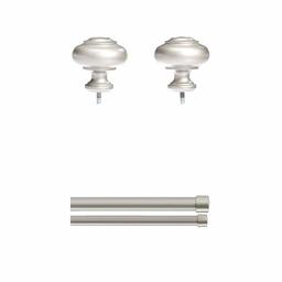 AmazonBasics Knob Finial with 1" Double Curtain Rod - 72-144", Nickel