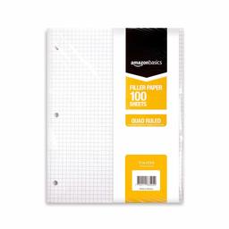 AmazonBasics Graph Ruled Loose Leaf Filler Paper, 100-Sheet, 11" x 8.5", 36-Pack