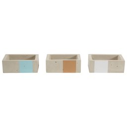 Amazon Brand – Rivet Urban Mid-Century Modern Concrete Rectangle Planter Boxes, Set of 3, 5" x 3" x 2", Blue, Gold and White