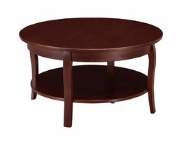 Amazon Brand – Ravenna Home Anne Marie Round Wood Shelf Storage Curved Leg Coffee Table, 48"W, Dark Espresso