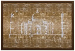 Amazon Brand – Rivet White on Bronze Print of Taj Mahal Wall Art, Bronze Frame, 26" x 18"