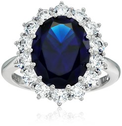 Platinum-Plated Sterling Silver Celebrity "Kate" Ring made with Swarovski Zirconia Accents, Size 6