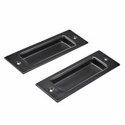 AmazonBasics Barn Door Handle Pull Set - Flush Recessed, 2-Pieces, Black