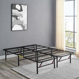 AmazonBasics Foldable, 14" Metal Platform Bed Frame with Tool-Free Assembly, No Box Spring Needed - Queen