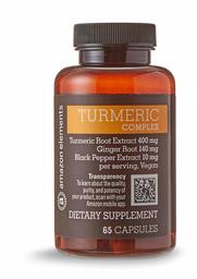Amazon Elements Turmeric Complex with Black Pepper and Ginger, Curcumin Supplement, 65 Capsules
