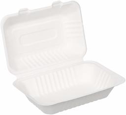 AmazonBasics 6" x 9" x 3" Compostable Clamshell Take-Out Food Container, 300-Count (Renewed)