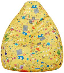 Amazon Brand - Solimo Jaunty Yellow XXL Printed Bean Bag Cover Without Beans